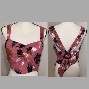 ZARA TRF PINK FLORAL PATTERNED CROP TOP